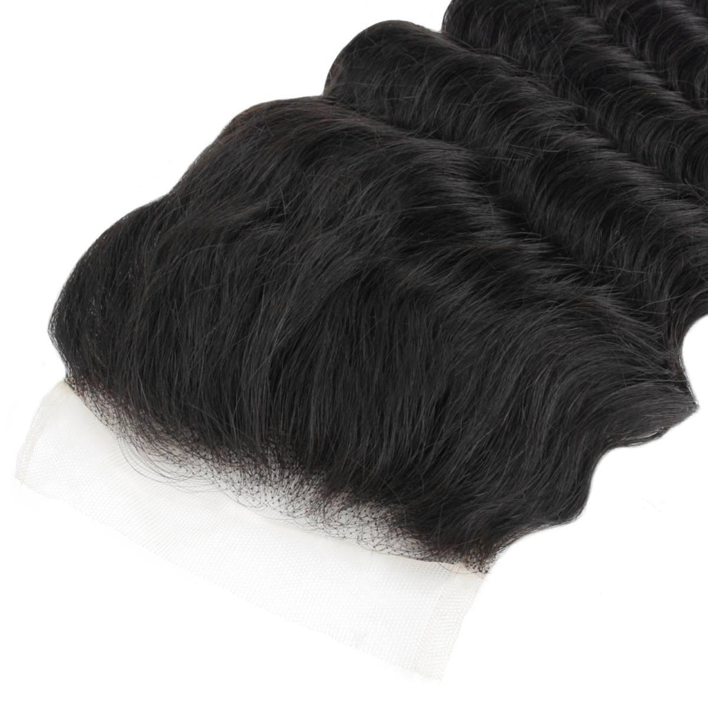 Deep Wave 4x4 Transparent Lace Human Hair Closure by Private Label
