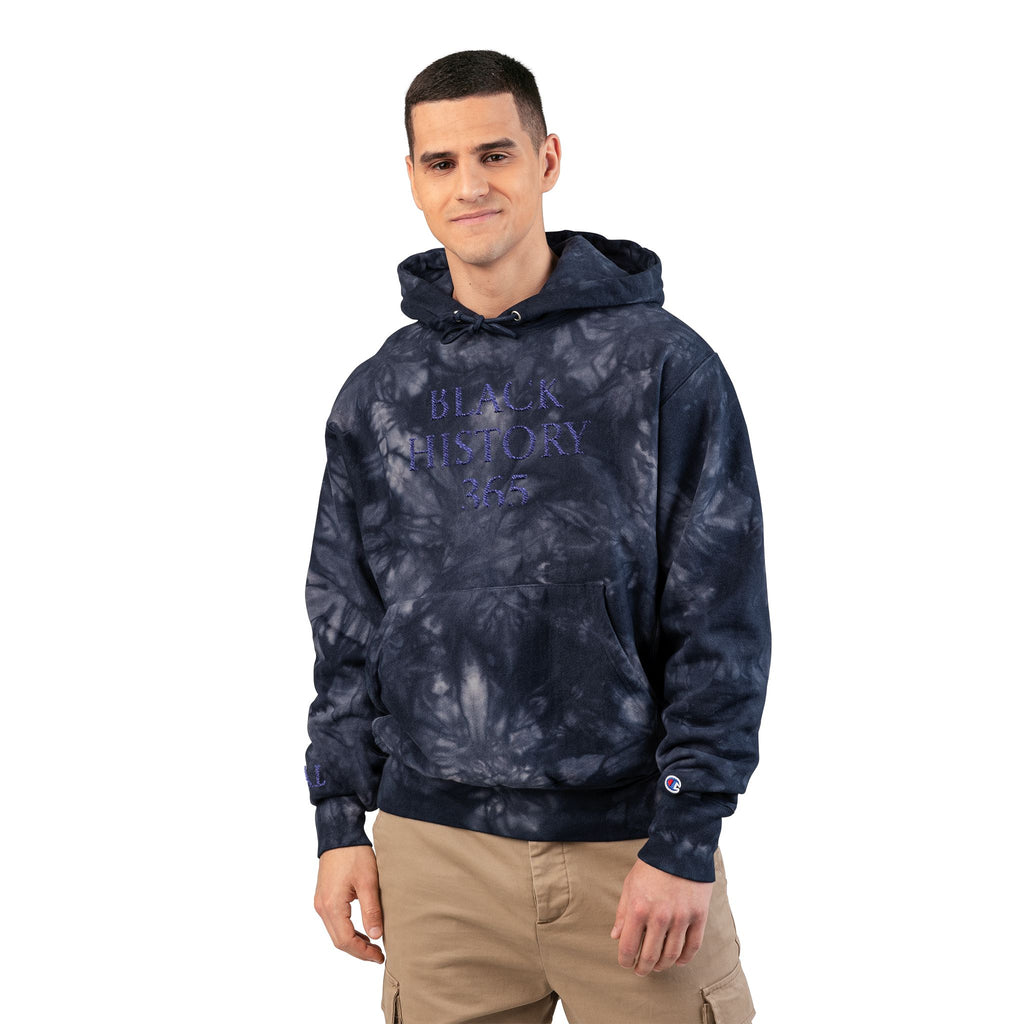 Black History 365 - Embroidered Navy Tie-Dye Hoodie