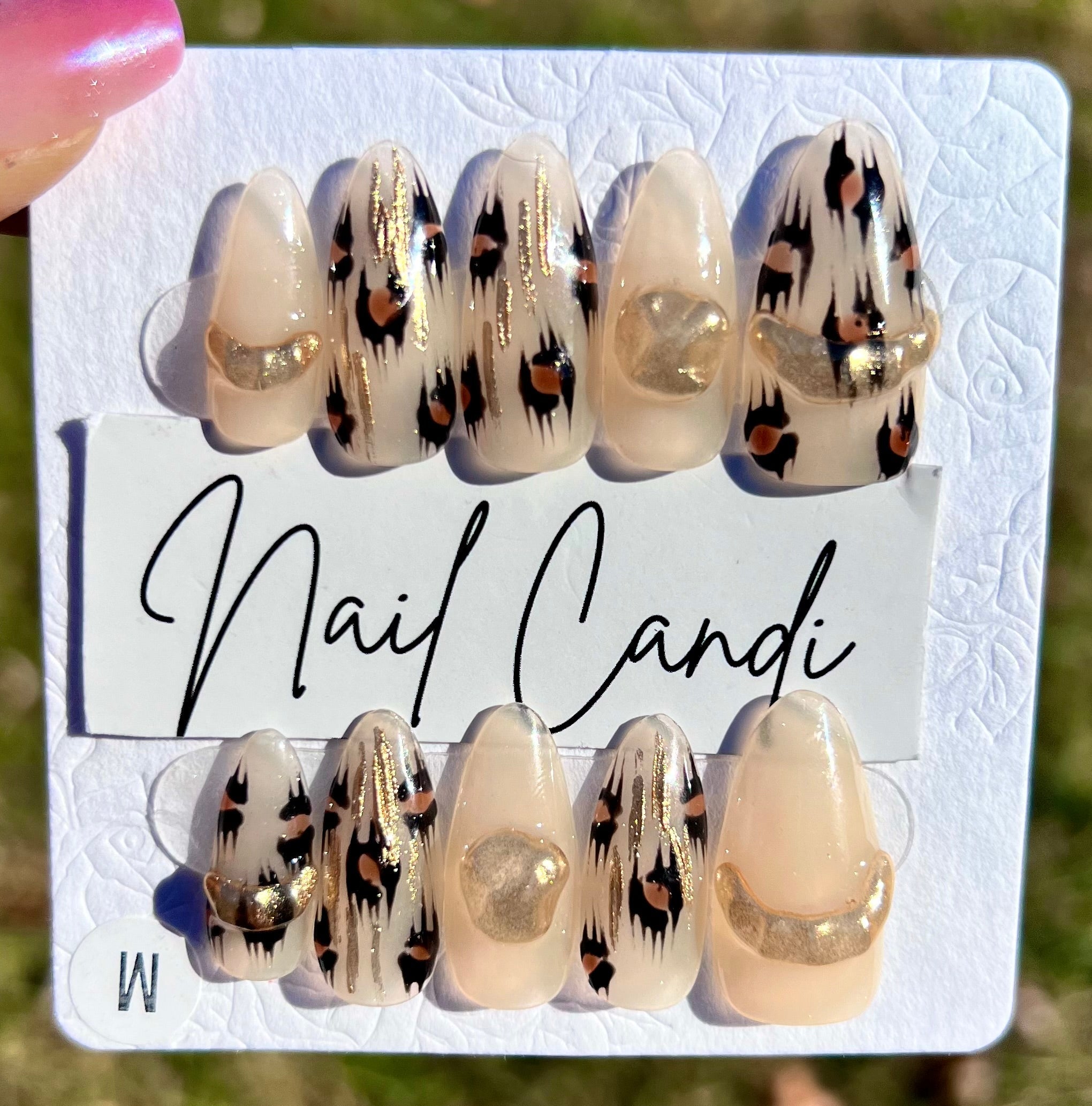 Handmade Cheetah Almond Nails