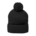 '777' Pom-Pom Knit Cap — Black Winter Beanie