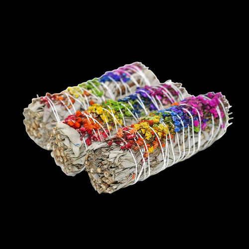 'Energy Wheel' Floral White Sage Smudge Stick (4 in.) by Sacred Crystals