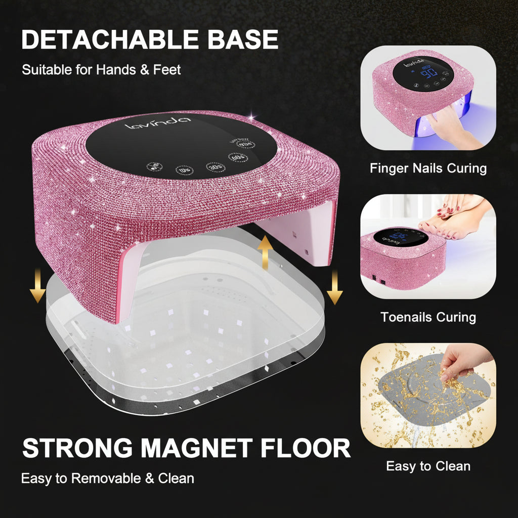 Crown™ Nail Lamp - Pink Diamond - 54W Rechargeable UV/LED by Lavinda
