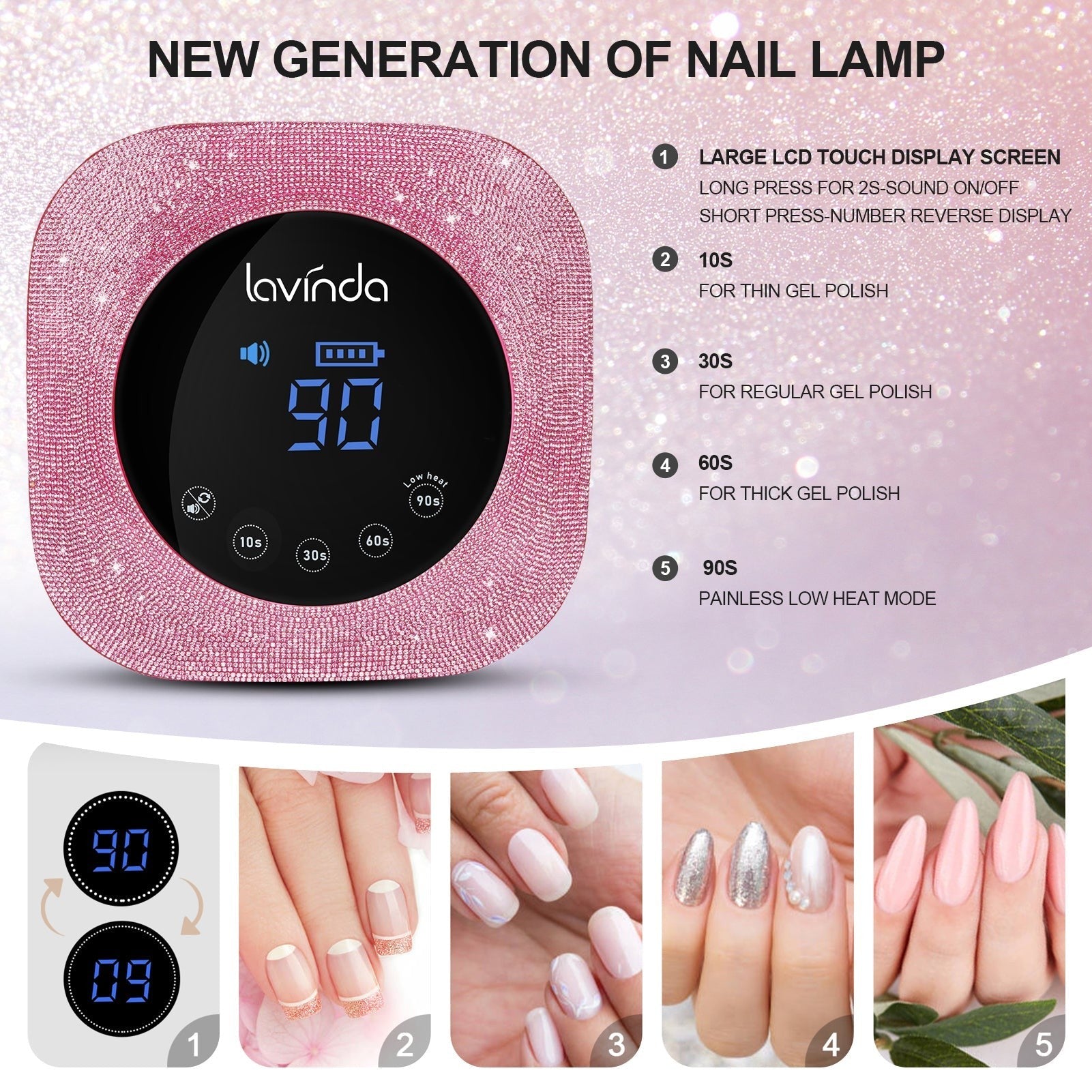 Crown™ Nail Lamp & Wand™ Nail Drill Bundle – Pink Diamond by Lavinda