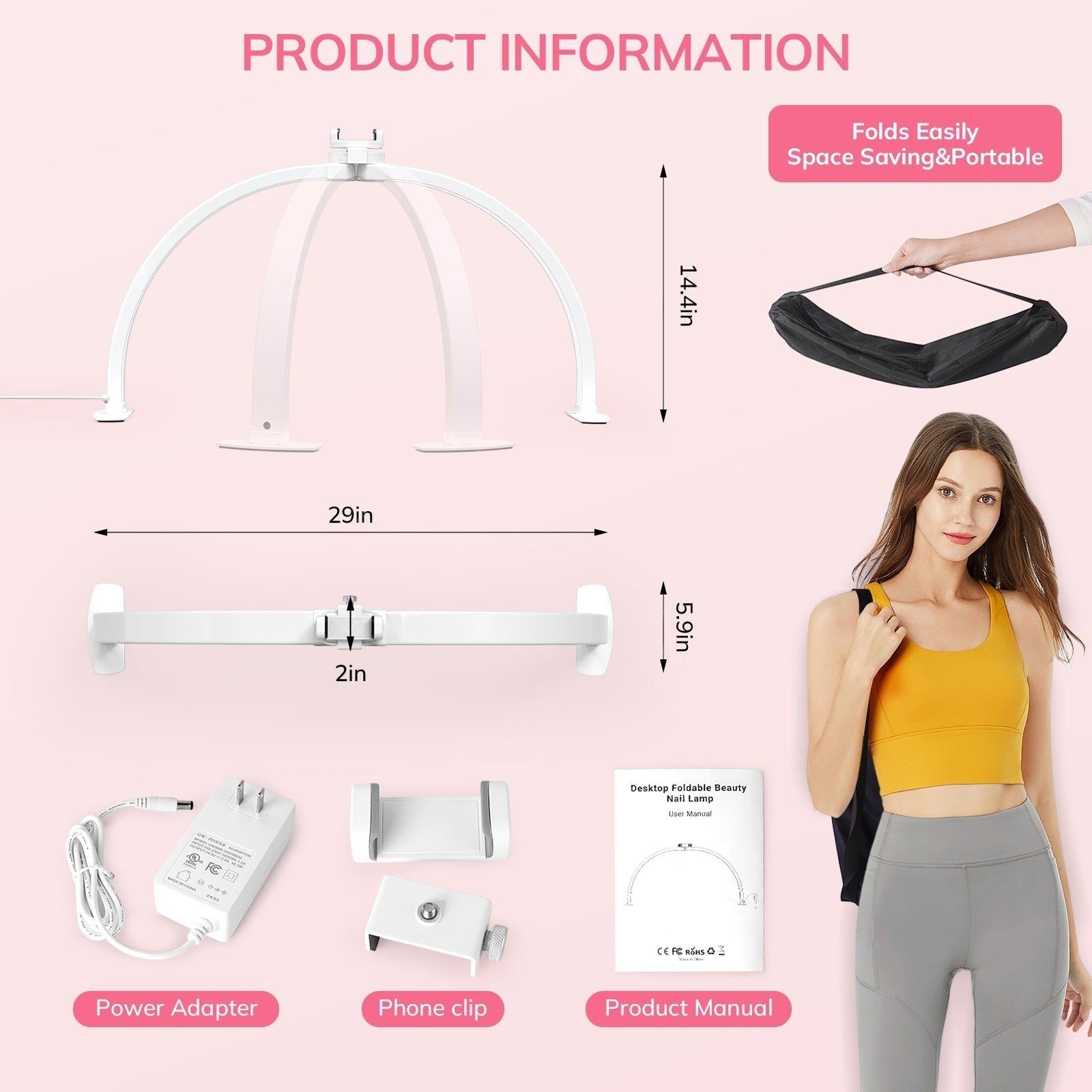 ArcGlow™ Half Moon Foldable Nail Lamp - Plain White - 3000–6000K Adjustable by Lavinda