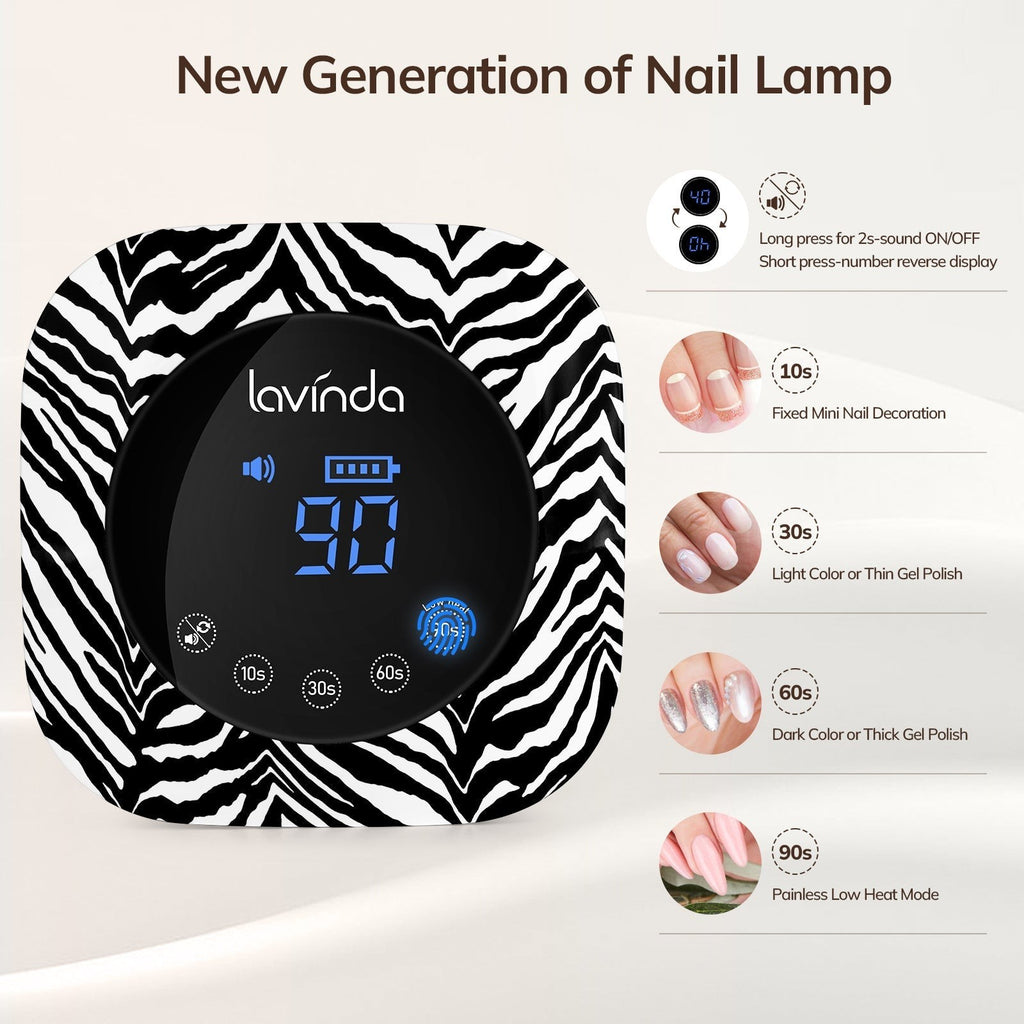 Crown™ Nail Lamp & Wand™ Nail Drill Bundle – Zebra Print by Lavinda