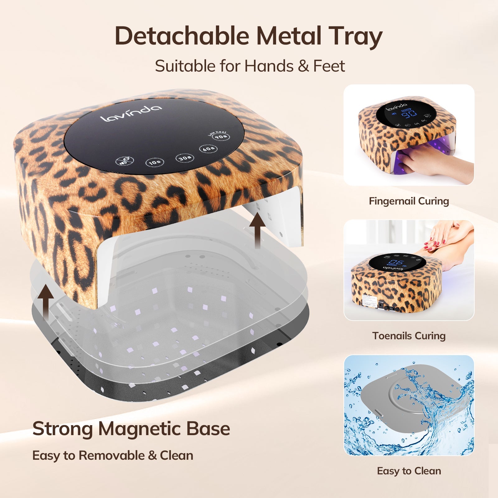 Crown™ Nail Lamp - Leopard Print - 54W Rechargeable UV/LED by Lavinda