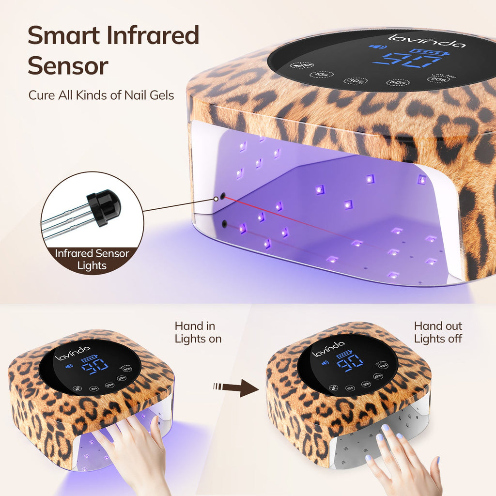 Crown™ Nail Lamp - Leopard Print - 54W Rechargeable UV/LED by Lavinda