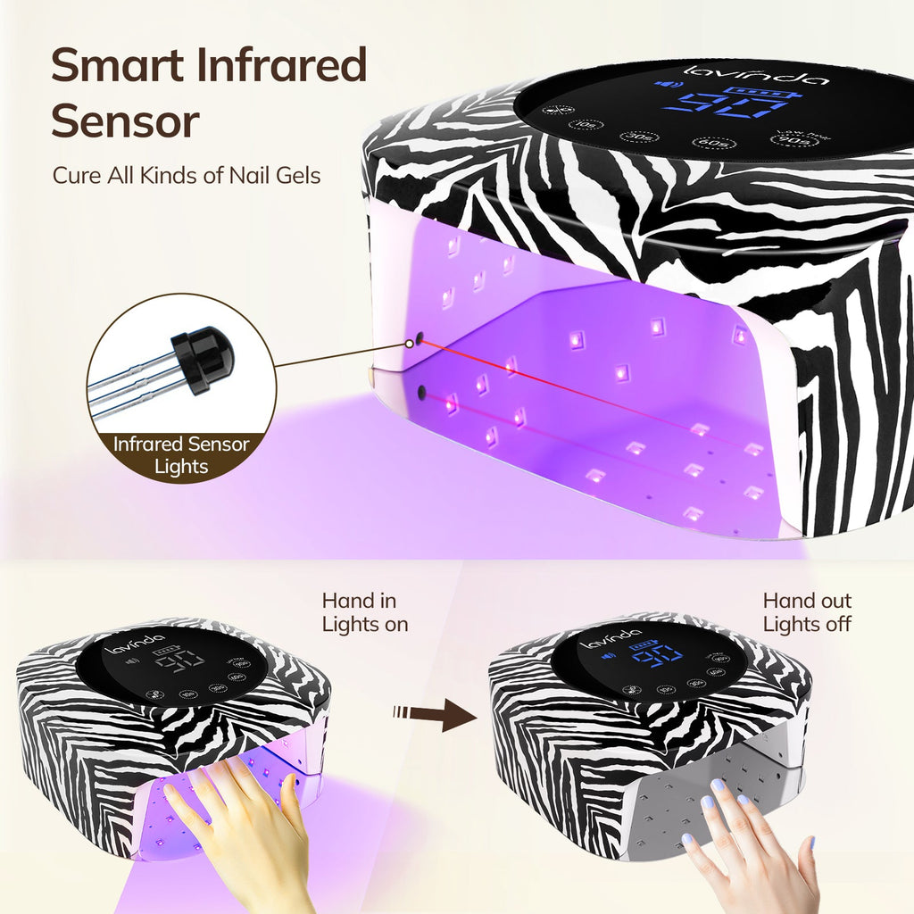 Crown™ Nail Lamp - Zebra Print - 54W Rechargeable UV/LED by Lavinda