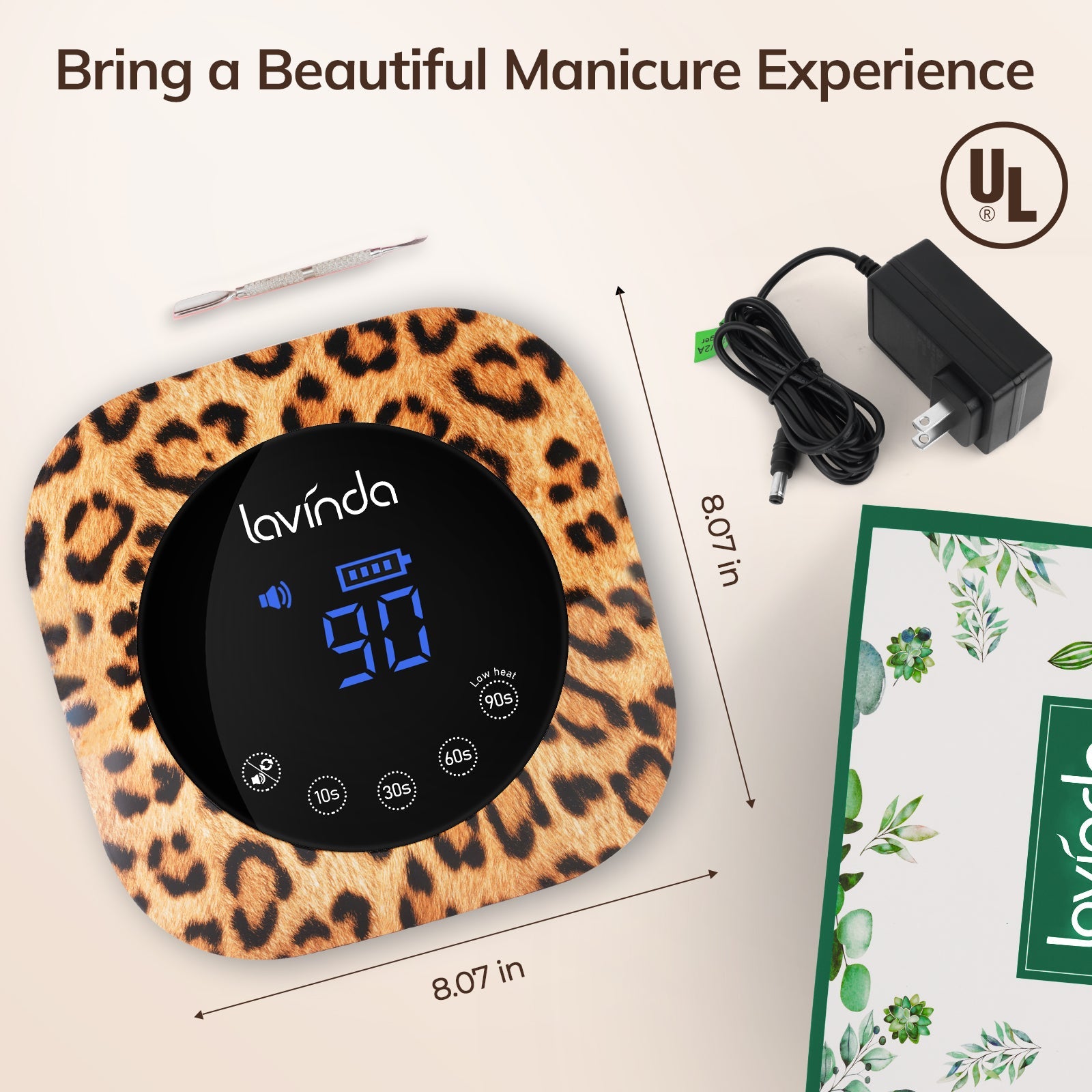 Crown™ Nail Lamp - Leopard Print - 54W Rechargeable UV/LED by Lavinda