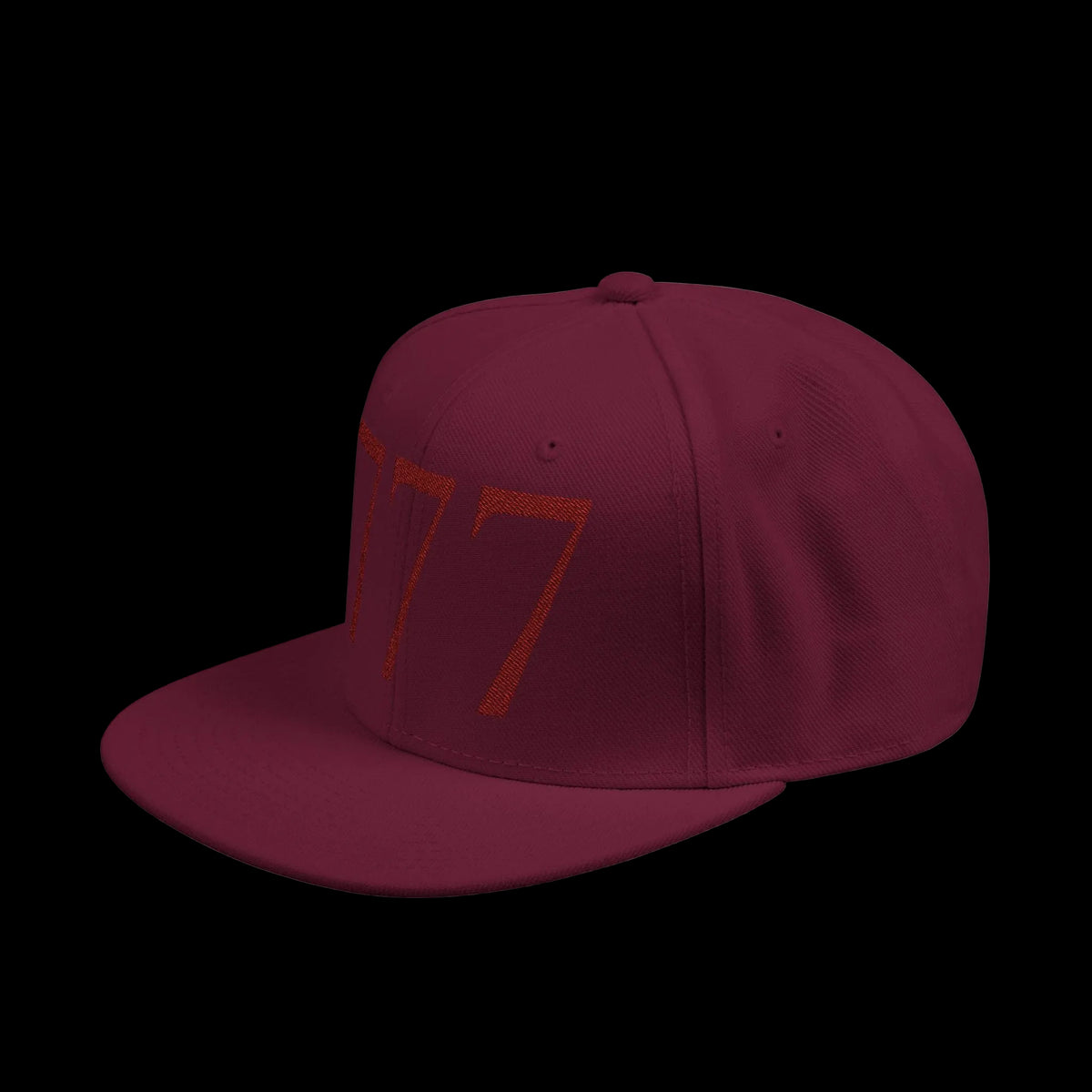 777 Embroidered Snapback Hat-Maroon - AetherLux.Shop