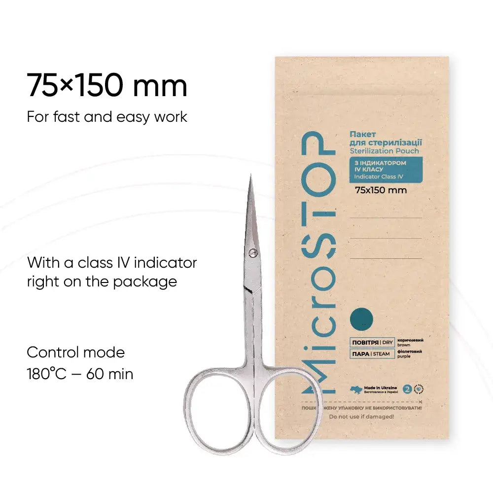 MicroStop ECO Sterilization Pouches Class 4 Indicator Kraft Bags 75x150 mm (100 Pcs) by kvadrat store
