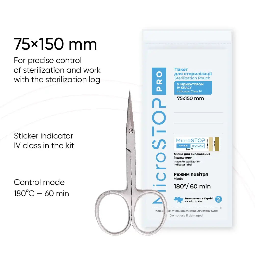 MicroStop PRO Sterilization Pouches Class 4 Indicator with Sticker- 75x150 mm (100 Pcs) by kvadrat store