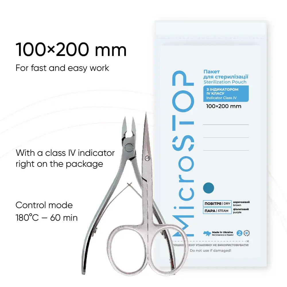 MicroStop Sterilization Pouches Class 4 Indicator 100x200 mm (100 Pcs) by kvadrat store