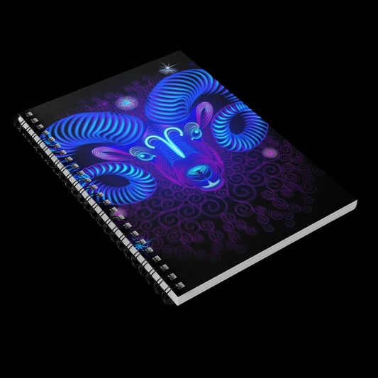 Bleu Aura: Leo Spiral Notebook - Ruled Line - AetherLux.Shop
