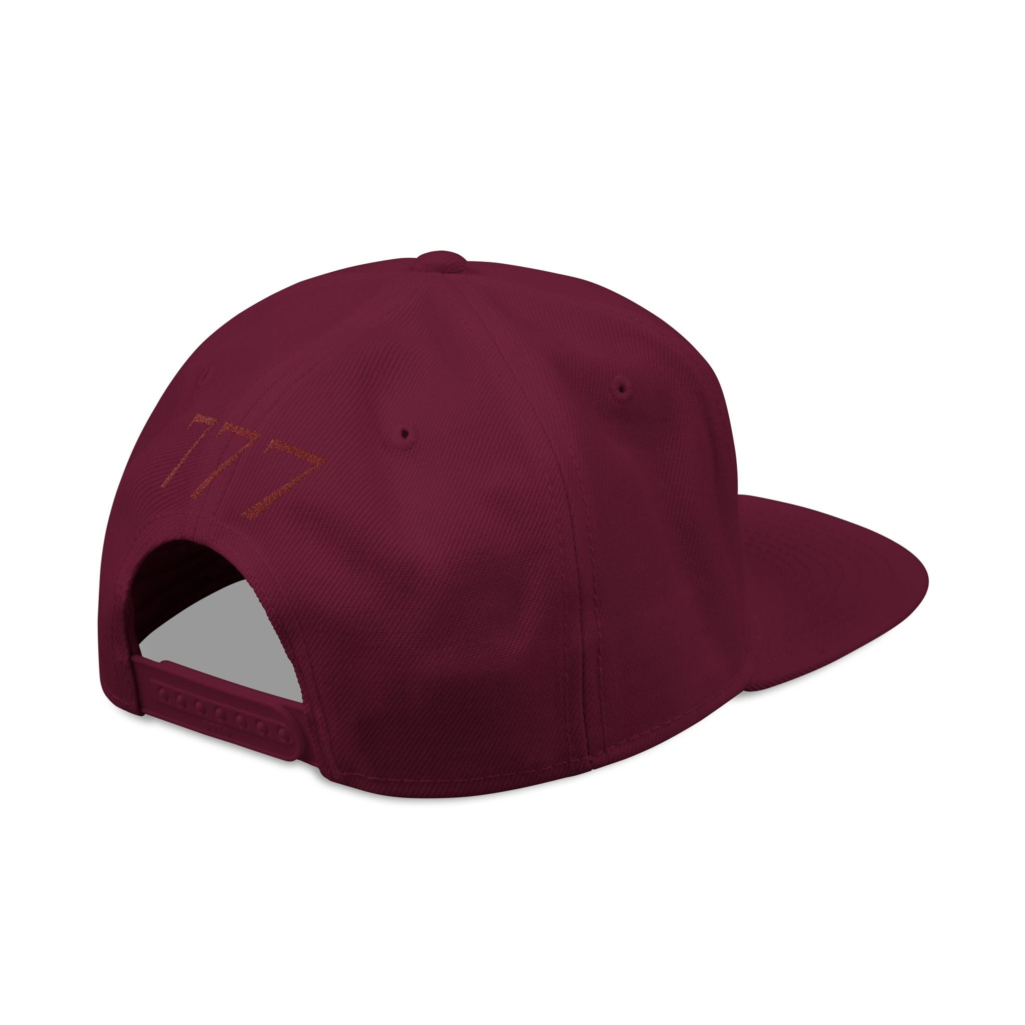 Maroon Distressed '777 Embroidered Snapback Hat