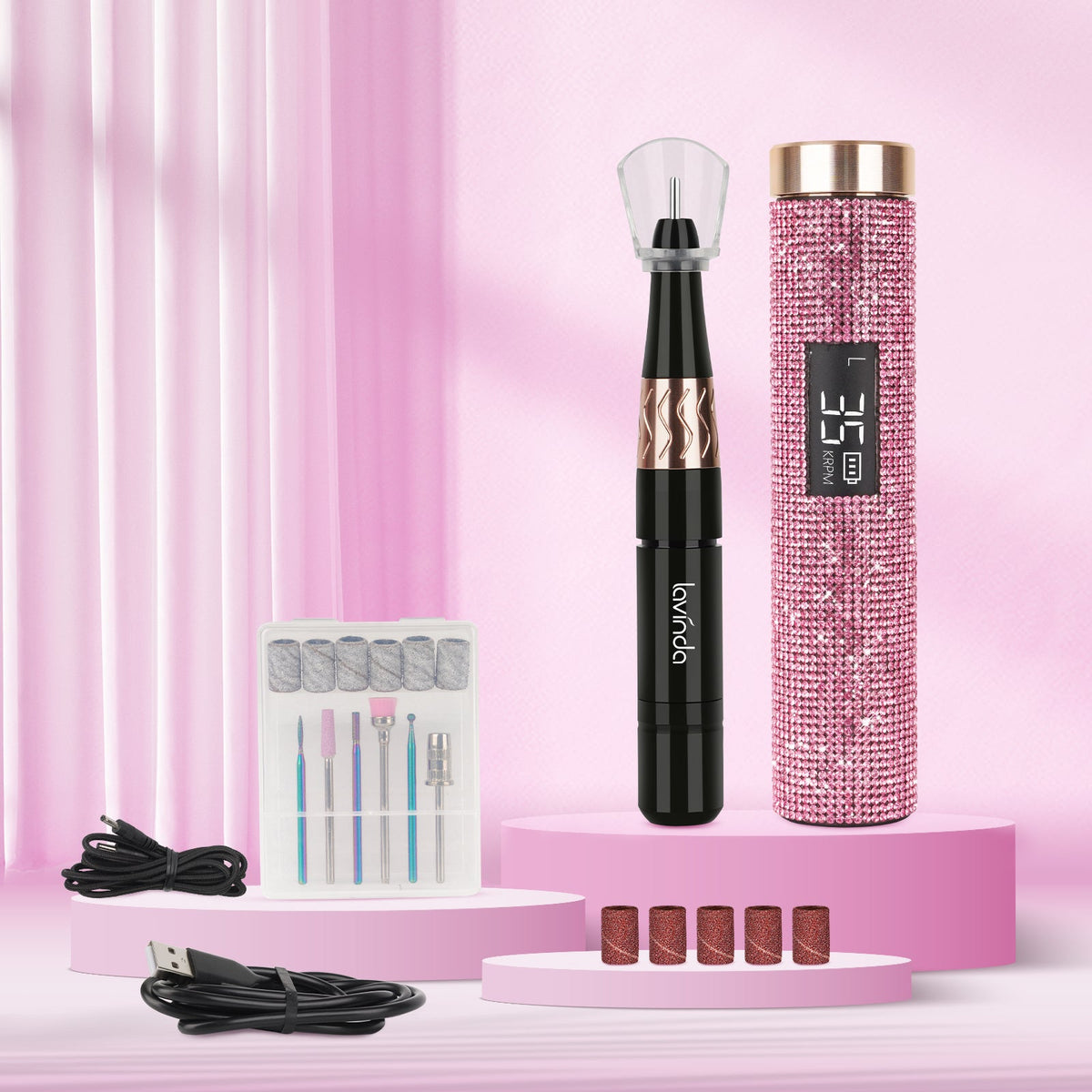 Wand™ Lite Nail Drill - Pink Diamond - 35,000 RPM Rechargeable