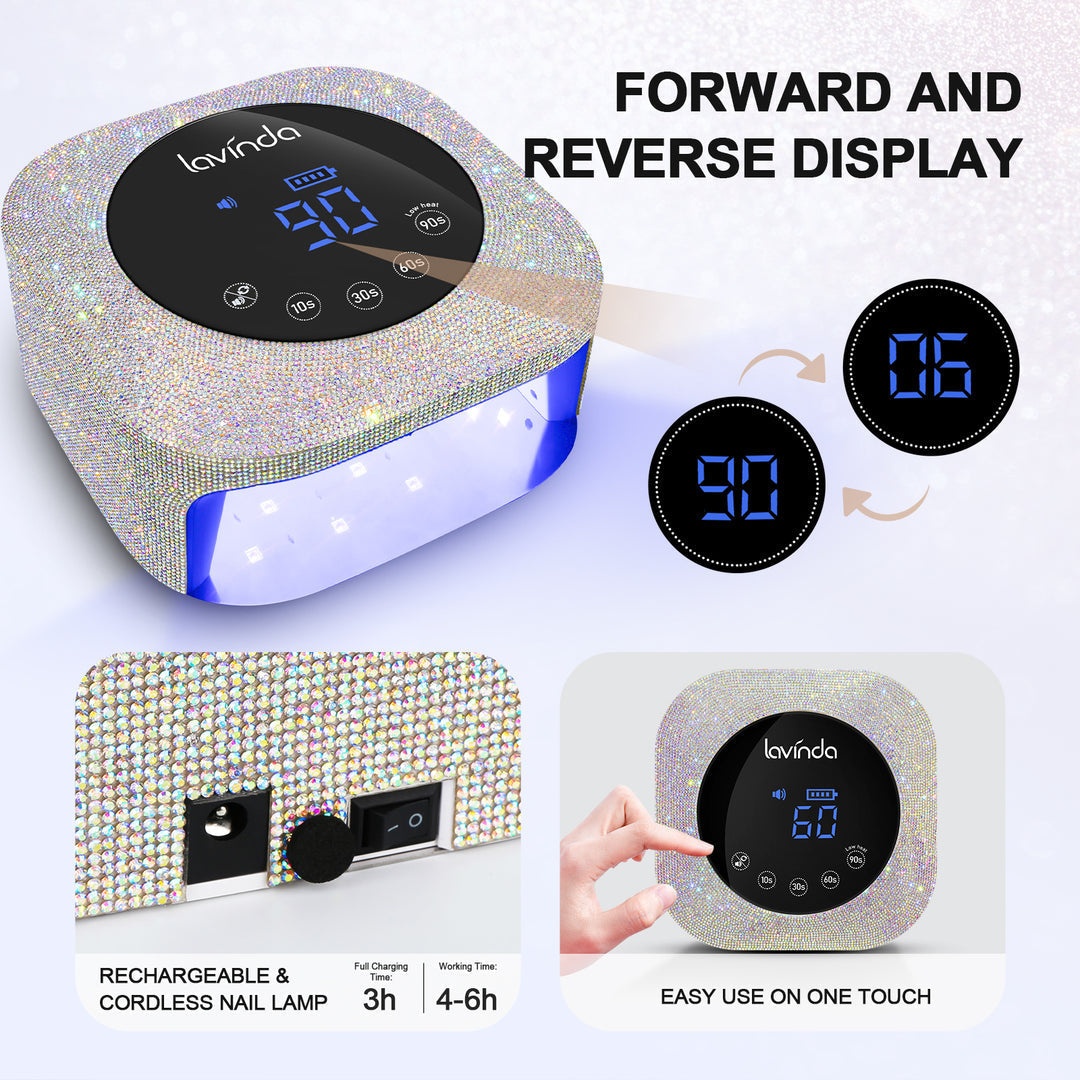 Crown™ Bling Nail Lamp - Crystal Diamond - 54W Rechargeable UV/LED