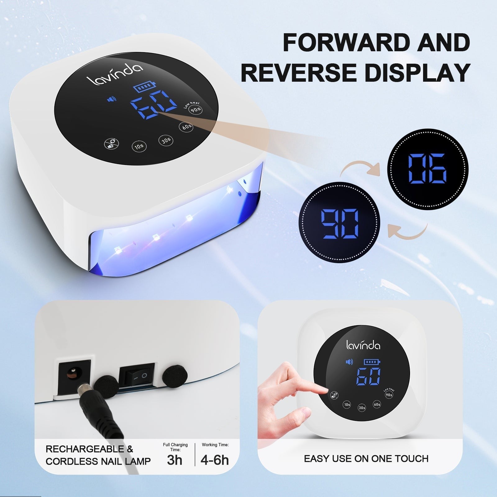Crown™ Nail Lamp - White - 54W Rechargeable UV/LED by Lavinda