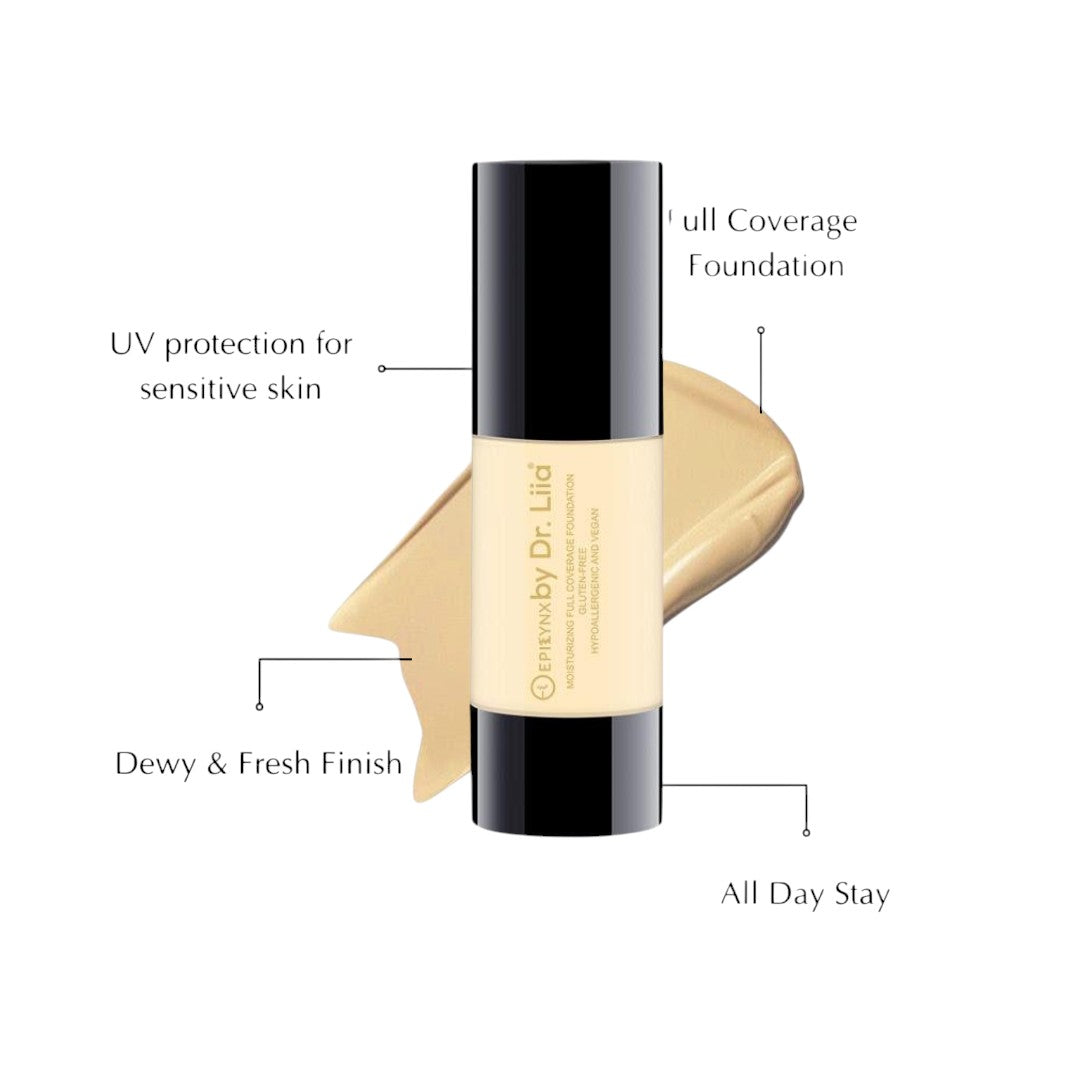 Breathable Full-Coverage Foundation – Dewy Finish, Hydrating, Vegan, Gluten-Free (SPF 15) by EpiLynx