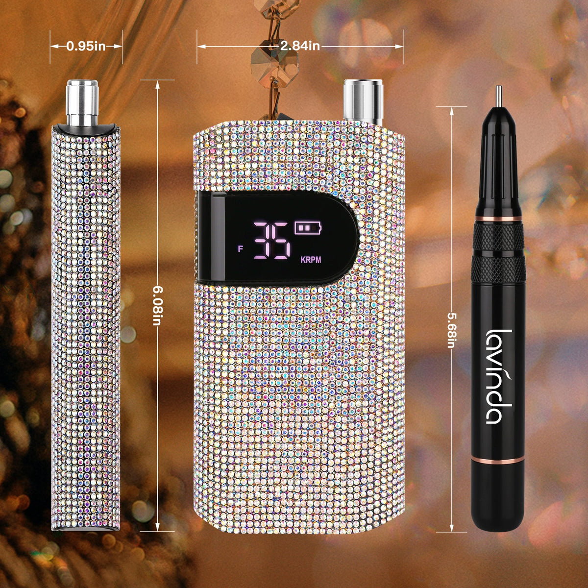 Wand™ Bling Nail Drill - Crystal Diamond - 35,000 RPM Rechargeable