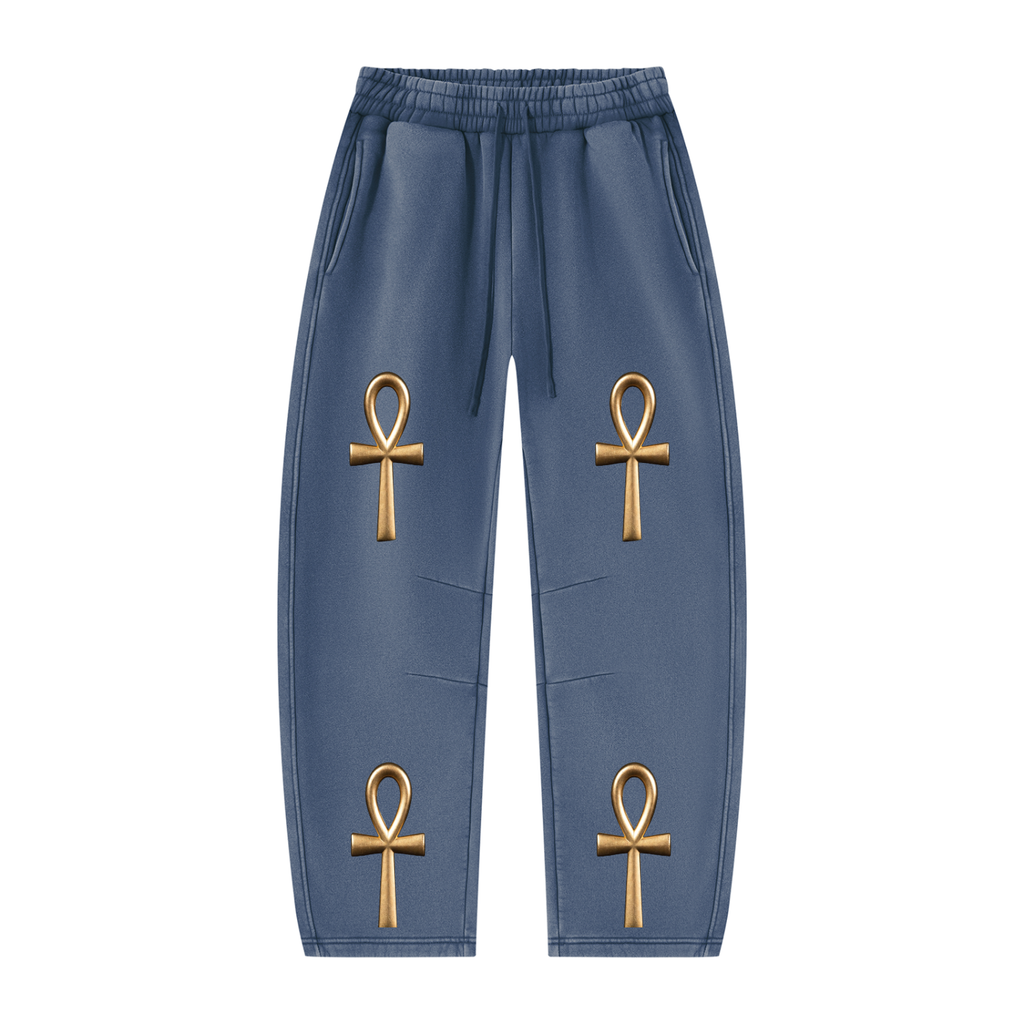 Unisex Vintage Wash Barrel Leg Fleece Sweatpants