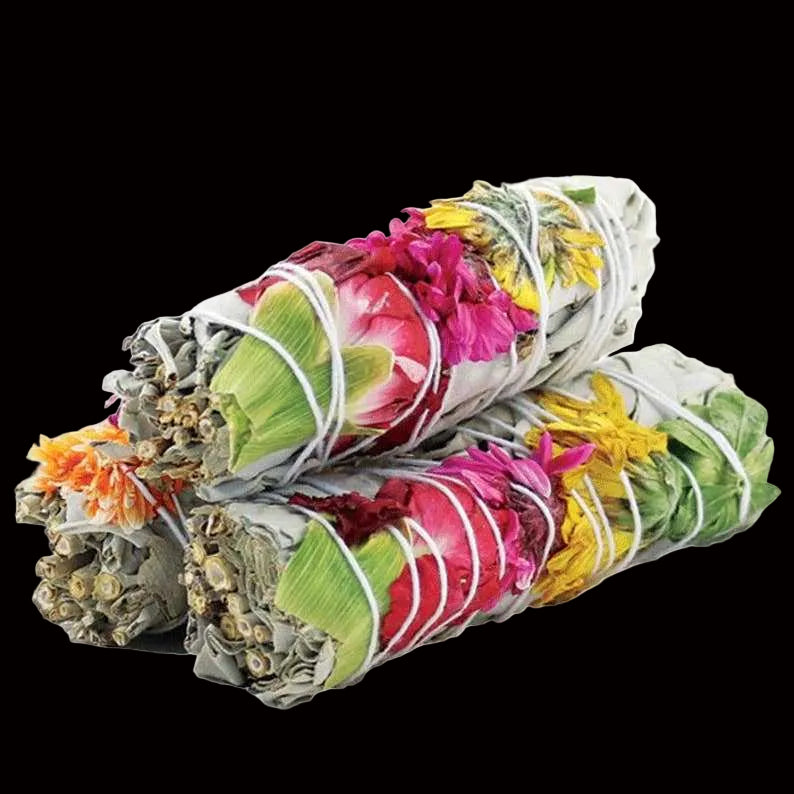 Colorful floral bundles with USDA Organic label on a white background