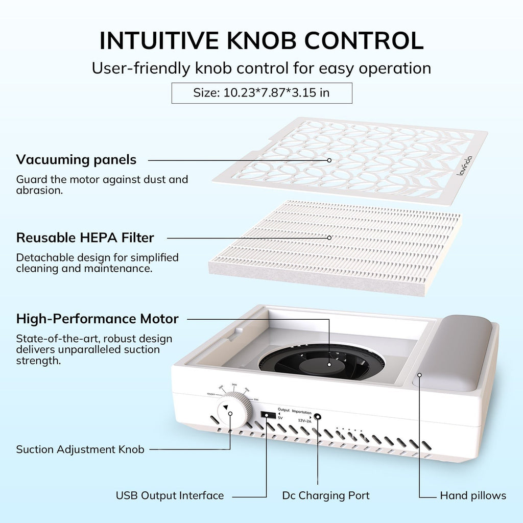 Pure™ Lite Nail Dust Collector - White by Lavinda