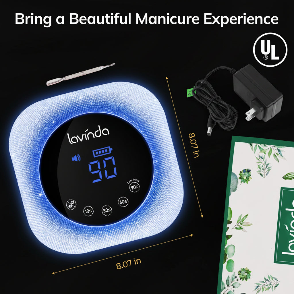 Crown™ Bling Nail Lamp - Gradient Blue - 54W Rechargeable UV/LED by Lavinda