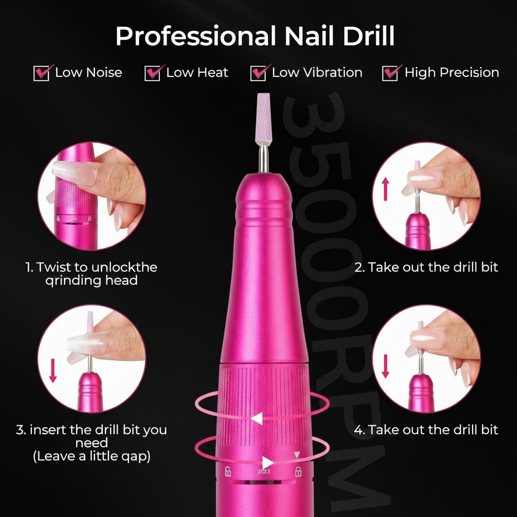 Wand™ Ease Nail Drill - Viva Magenta - 35,000 RPM Rechargeable by Lavinda