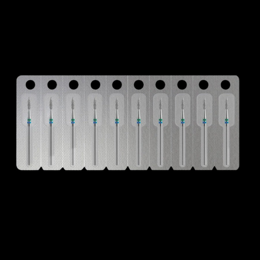 STALEKS - Diamond nail drill bit DUO "Pointed Flame" blue-green, 2,1/8mm (FA11BG021/8) by kvadrat store