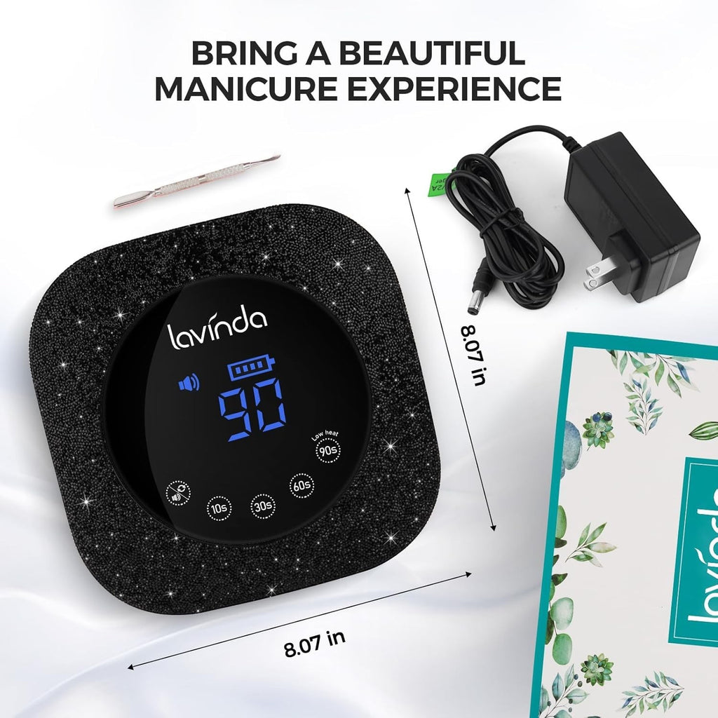 Crown™ Nail Lamp - Black Diamond - 54W Rechargeable UV/LED by Lavinda
