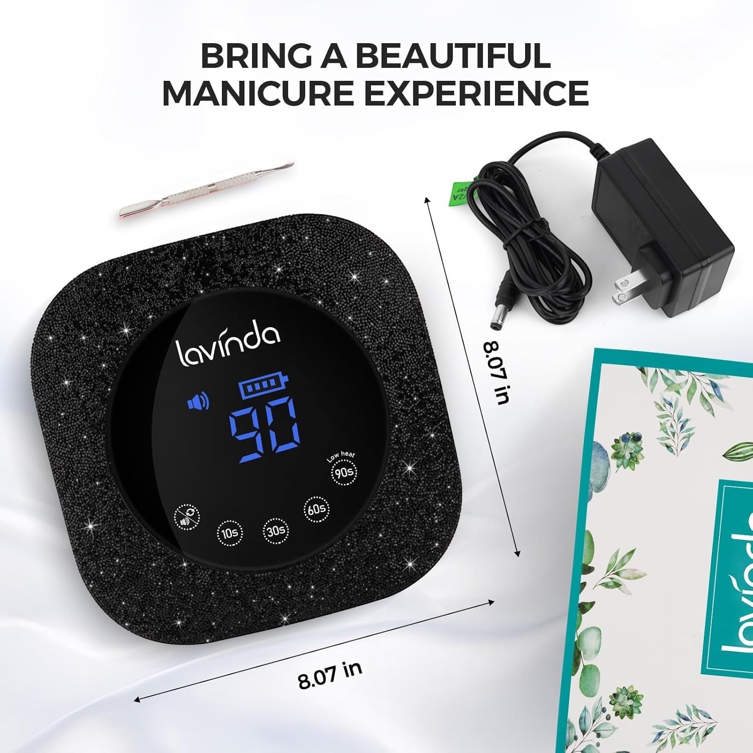 Crown™ Nail Lamp - Black Diamond - 54W Rechargeable UV/LED by Lavinda