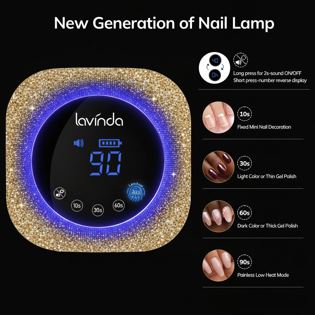 Crown™ Bling Nail Lamp - Gradient Blue - 54W Rechargeable UV/LED by Lavinda