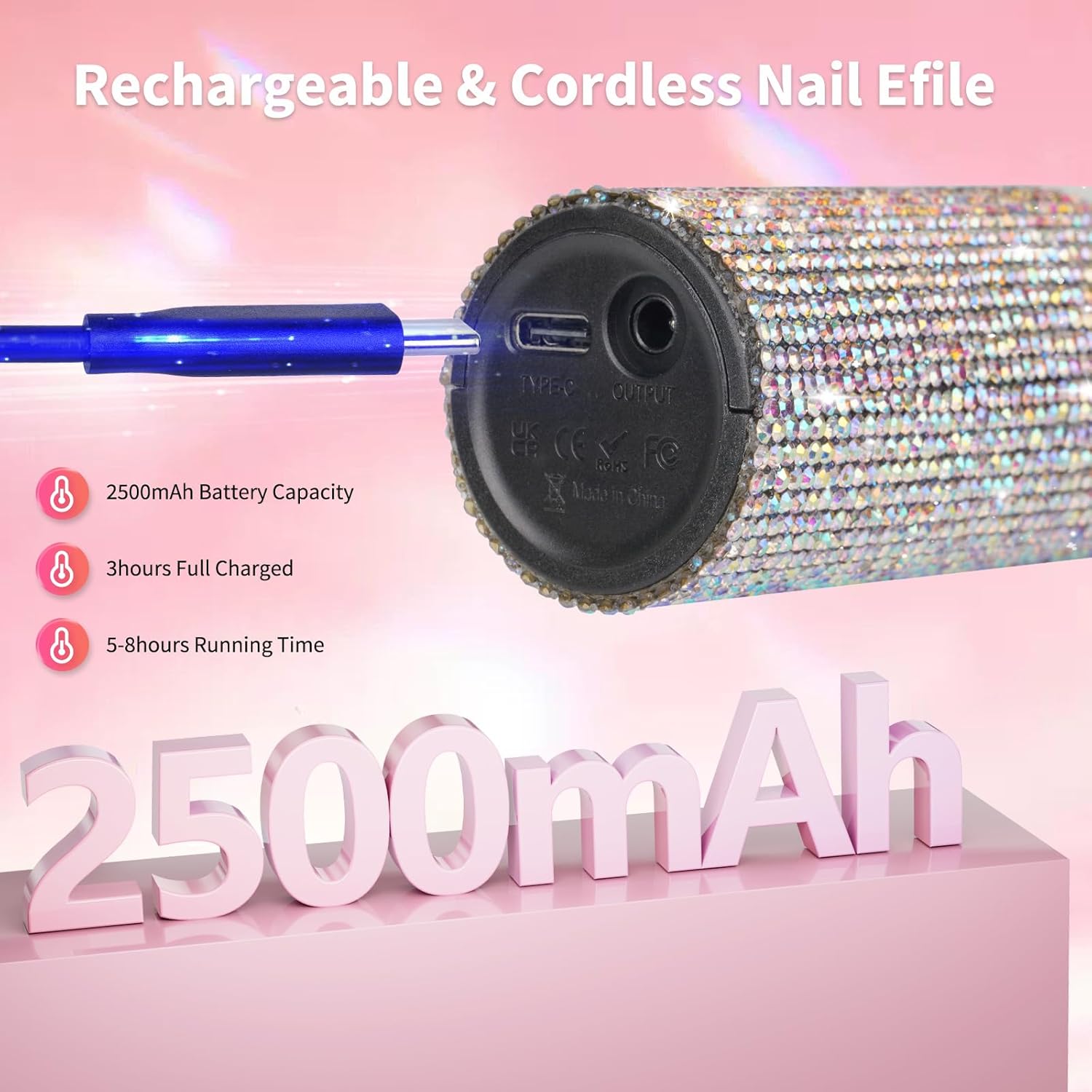 Crown™ Nail Lamp & Wand™ Lite Drill Bundle - Crystal Diamond by Lavinda