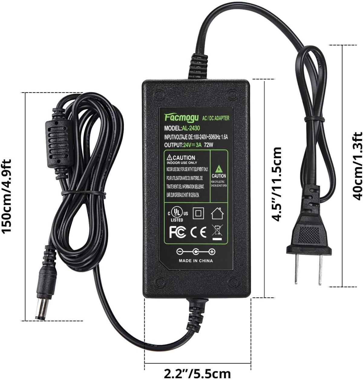 Power Supply Cord for Shemax Nail Dust Collectors
