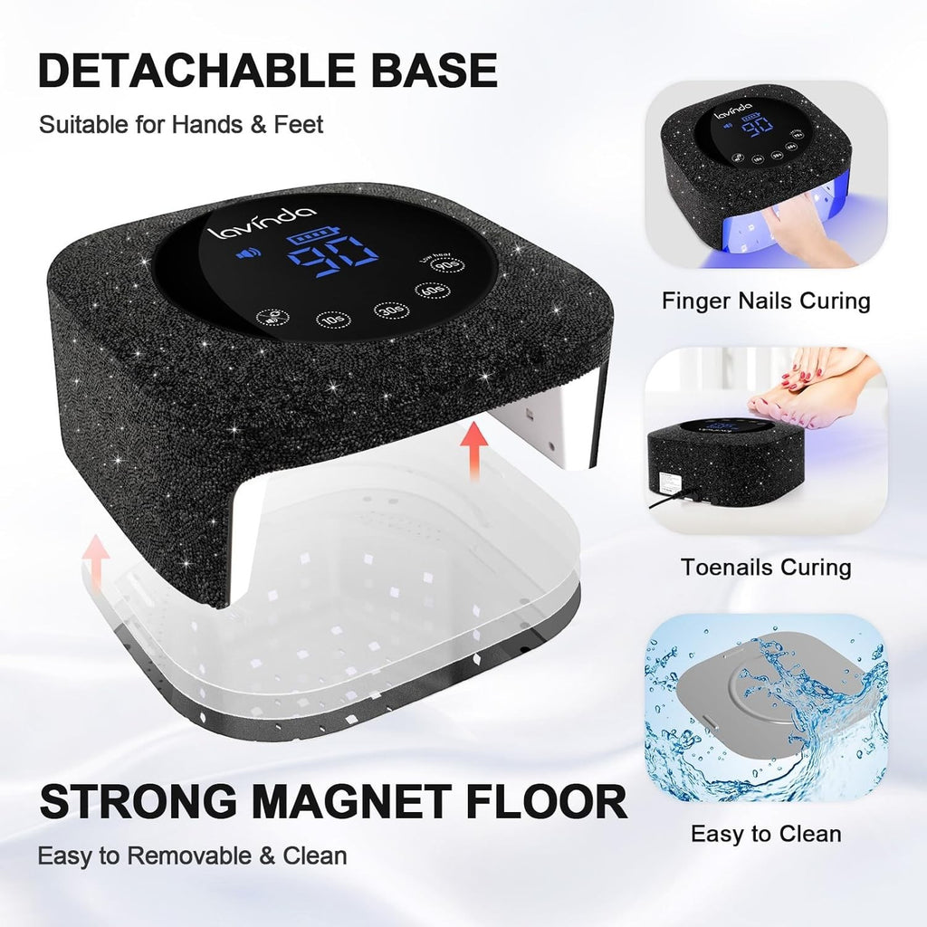Crown™ Nail Lamp - Black Diamond - 54W Rechargeable UV/LED by Lavinda