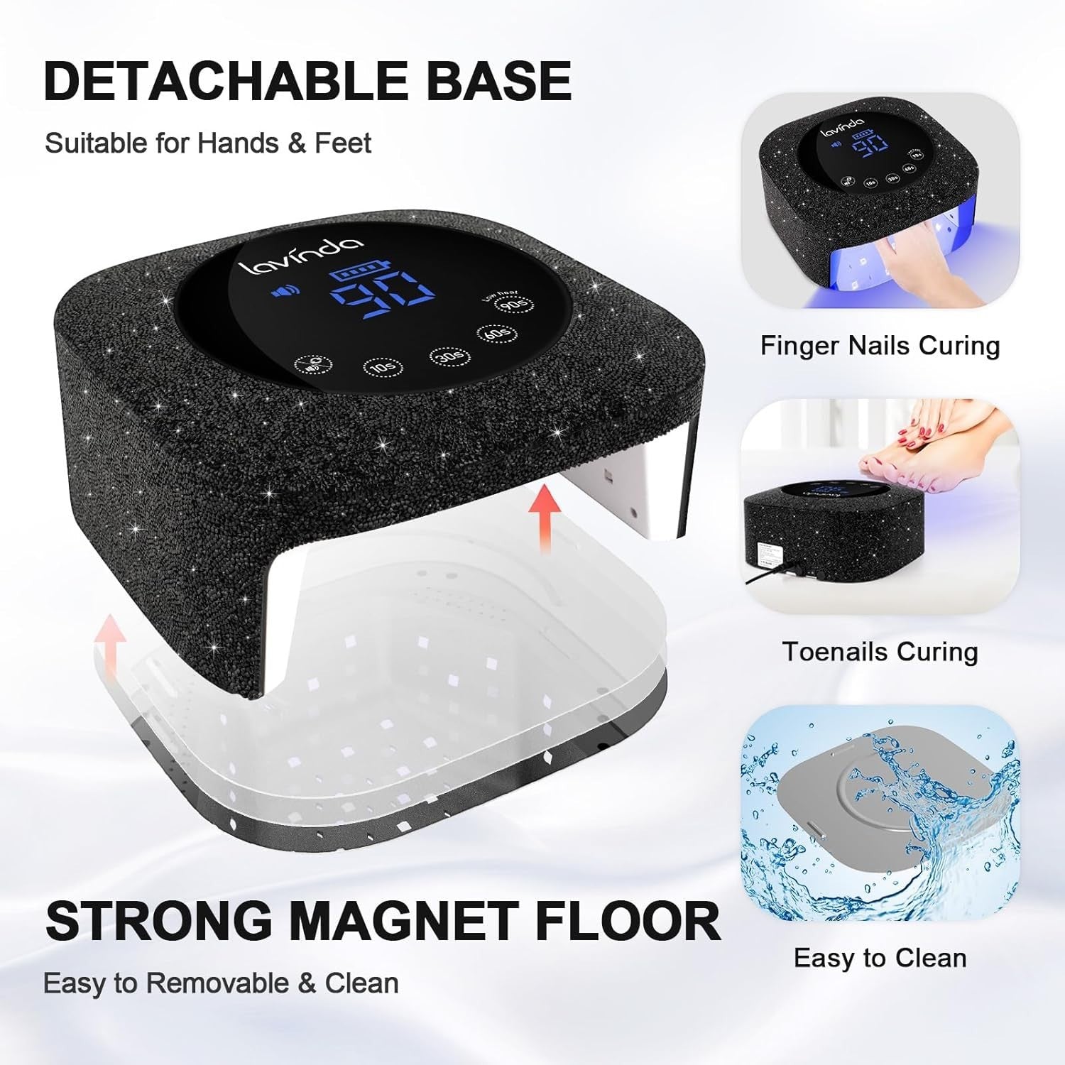 Crown™ Nail Lamp - Black Diamond - 54W Rechargeable UV/LED by Lavinda