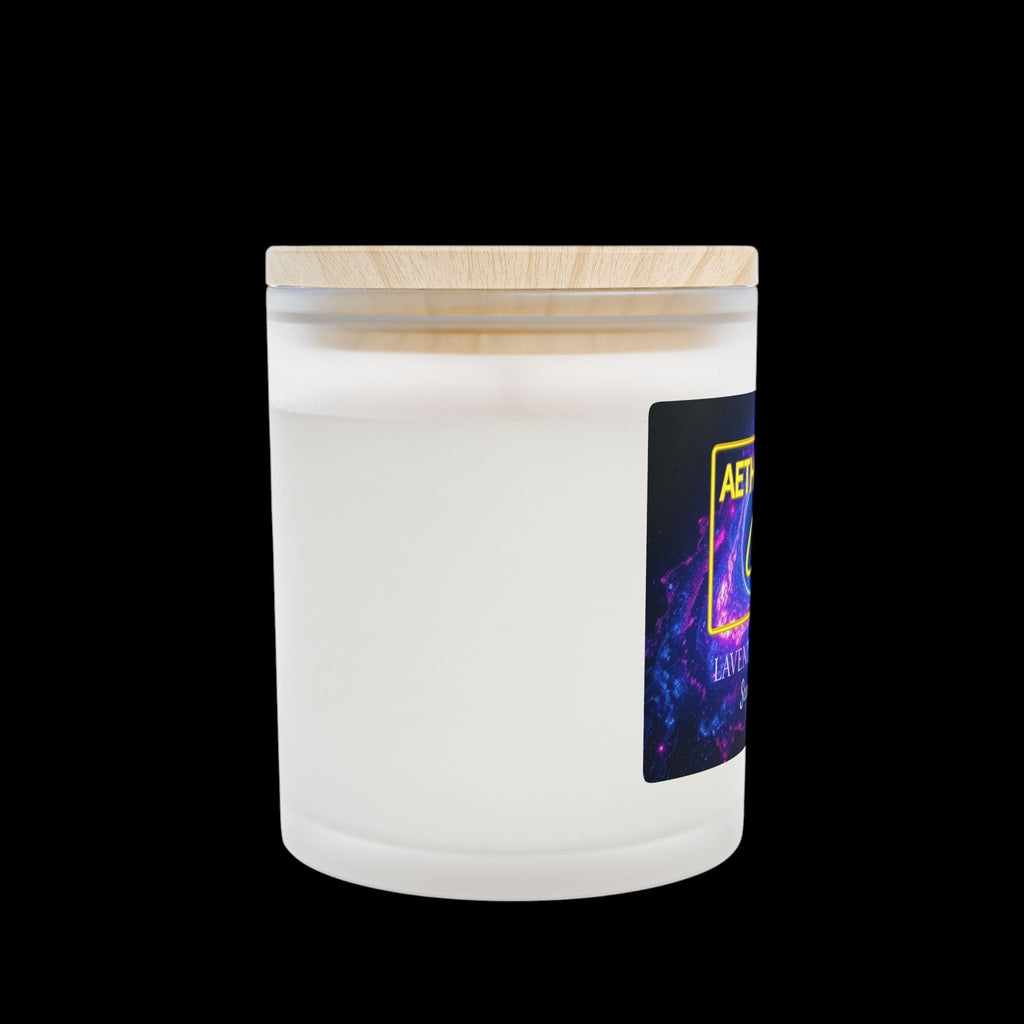 Lavender Frosted Glass Candle, 11oz by Printify
