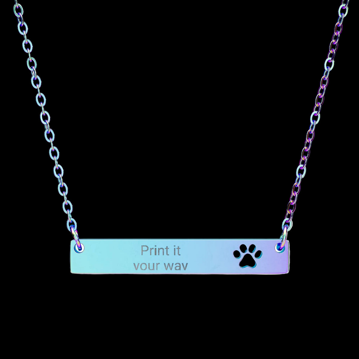 Cutout Paw Bar Necklace (Engraving) - AetherLux.Shop
