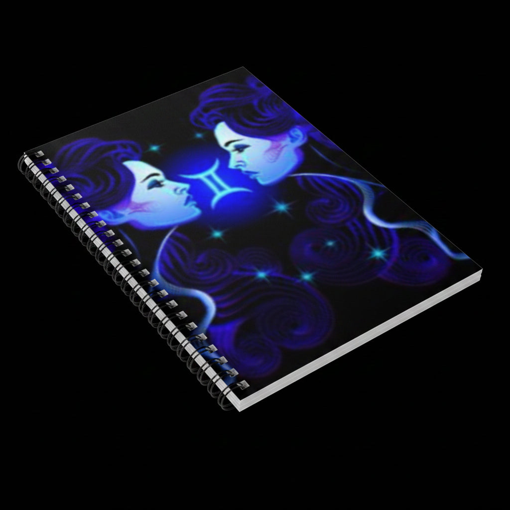 Bleu Aura: Gemini Spiral Notebook - Ruled Line - AetherLux.Shop