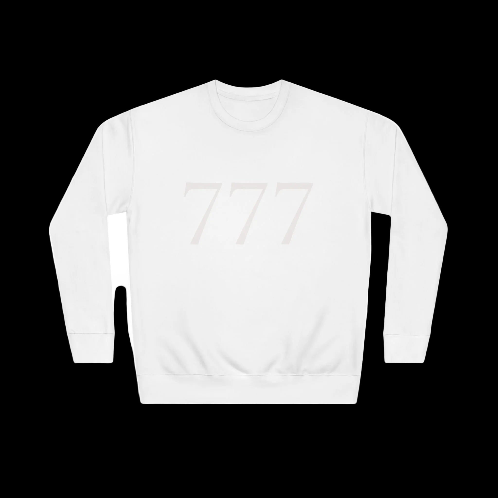 White sweatshirt with a geometric design on a white background