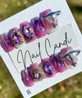 Handmade Purple Chunky Charm Nails