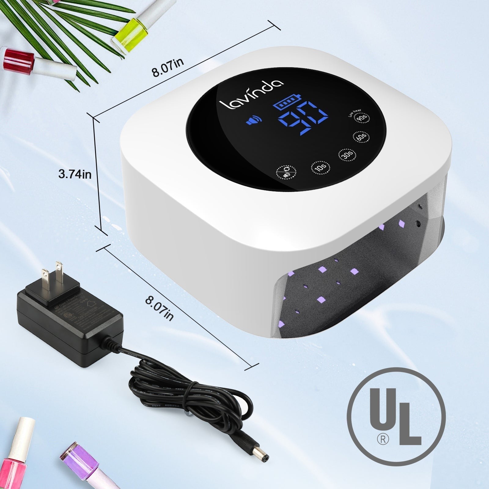 Crown™ Nail Lamp - White - 54W Rechargeable UV/LED by Lavinda