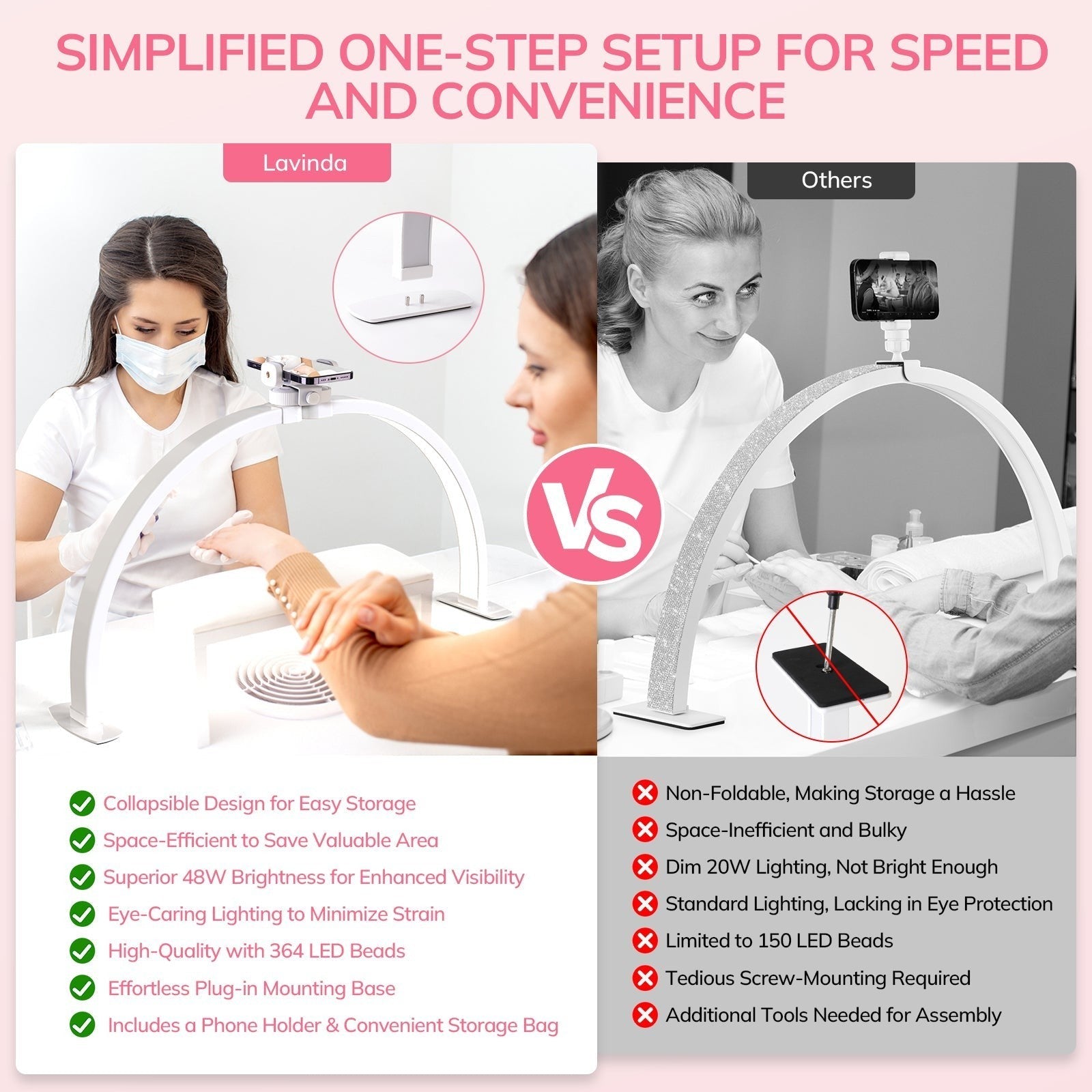 ArcGlow™ Half Moon Foldable Nail Lamp - Plain White - 3000–6000K Adjustable by Lavinda