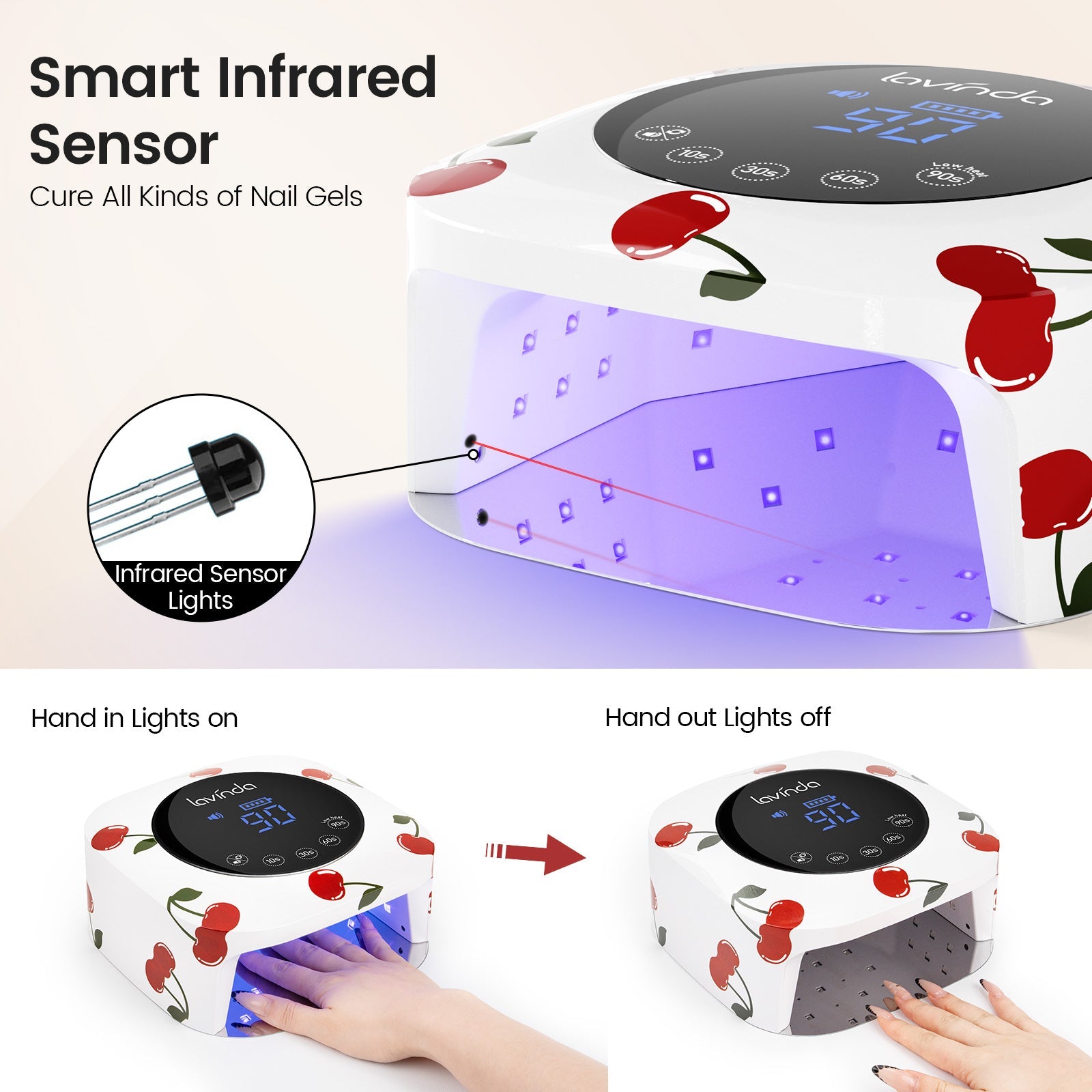 Crown™ Nail Lamp & Wand™ Nail Drill Bundle - Cherry Print by Lavinda