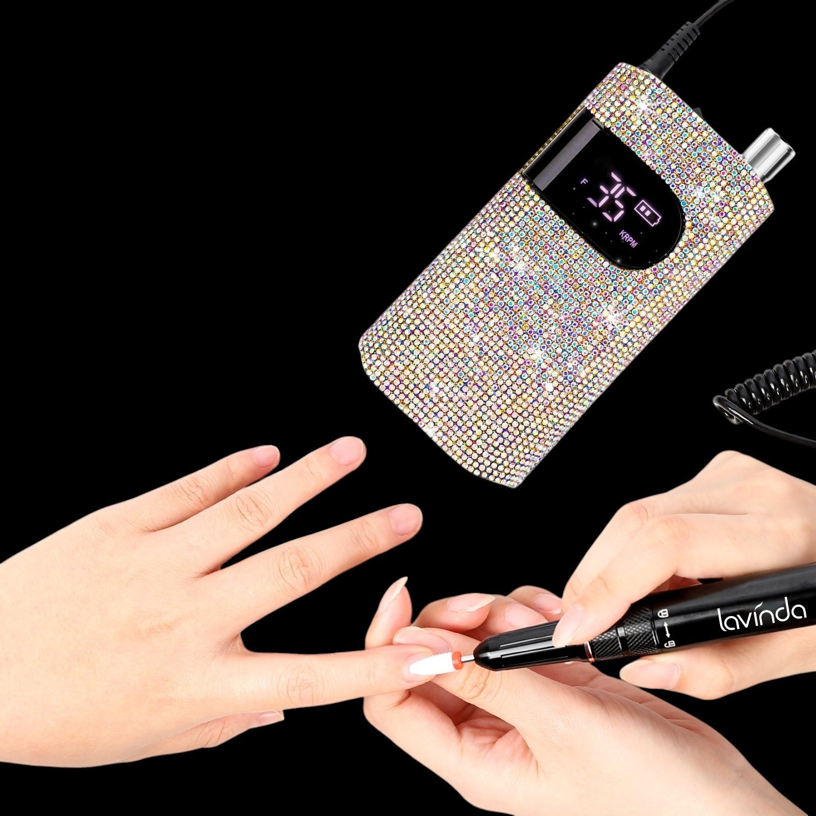 Wand™ Bling Nail Drill - Crystal Diamond - 35,000 RPM Rechargeable by Lavinda