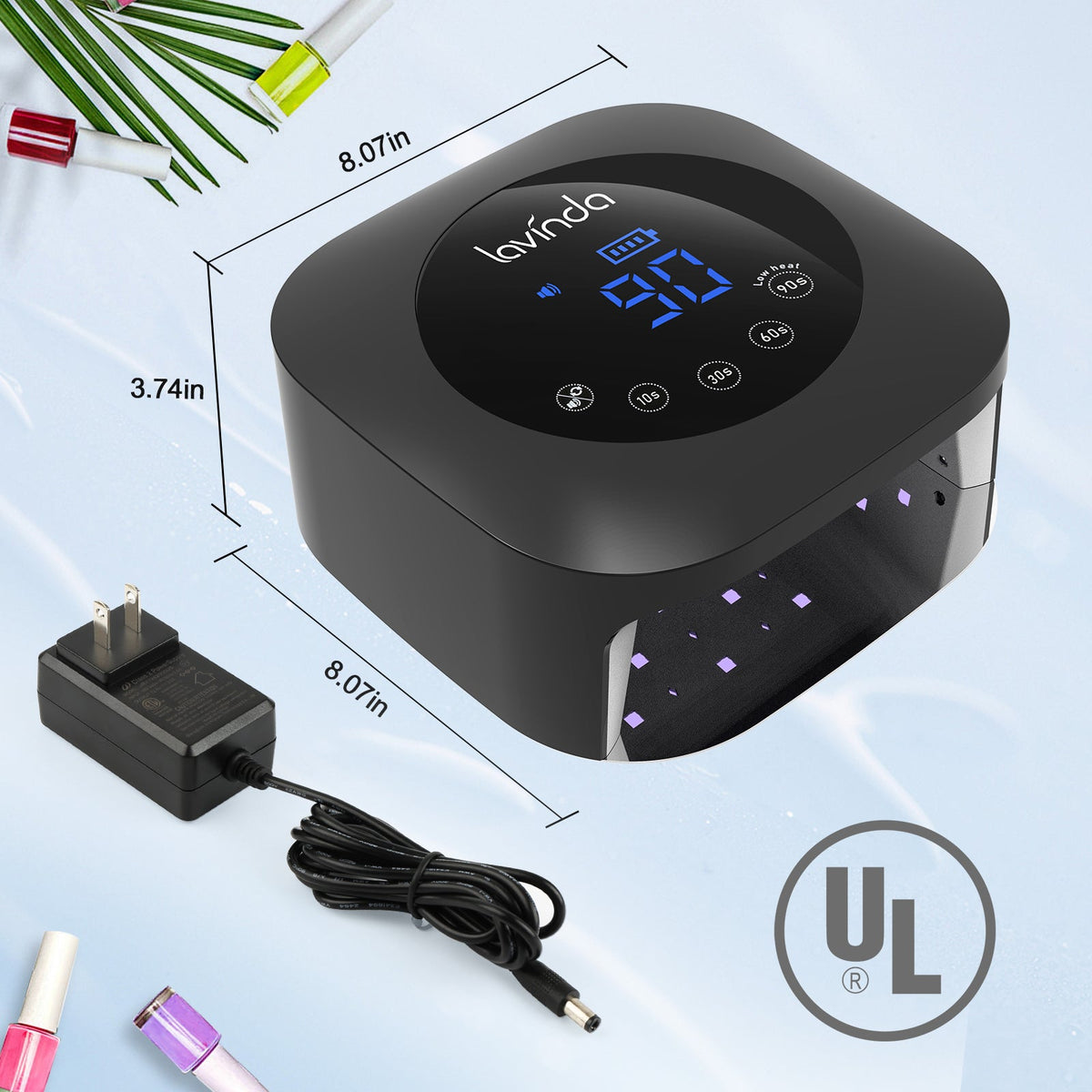 Crown™ Nail Lamp - Black - 54W Rechargeable UV/LED