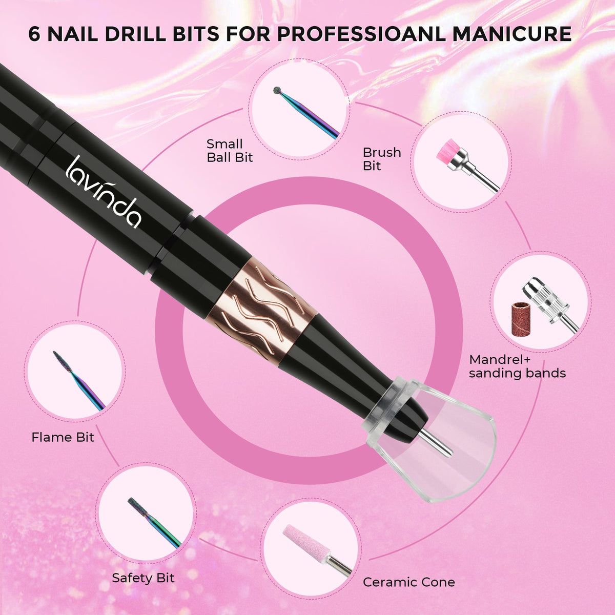 Wand™ Lite Nail Drill - Pink Diamond - 35,000 RPM Rechargeable