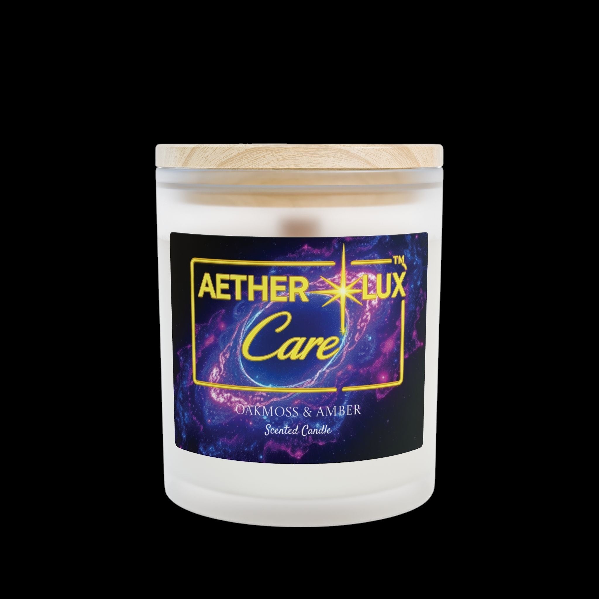 Oakmoss & Amber Frosted Glass Candle, 11oz by Printify