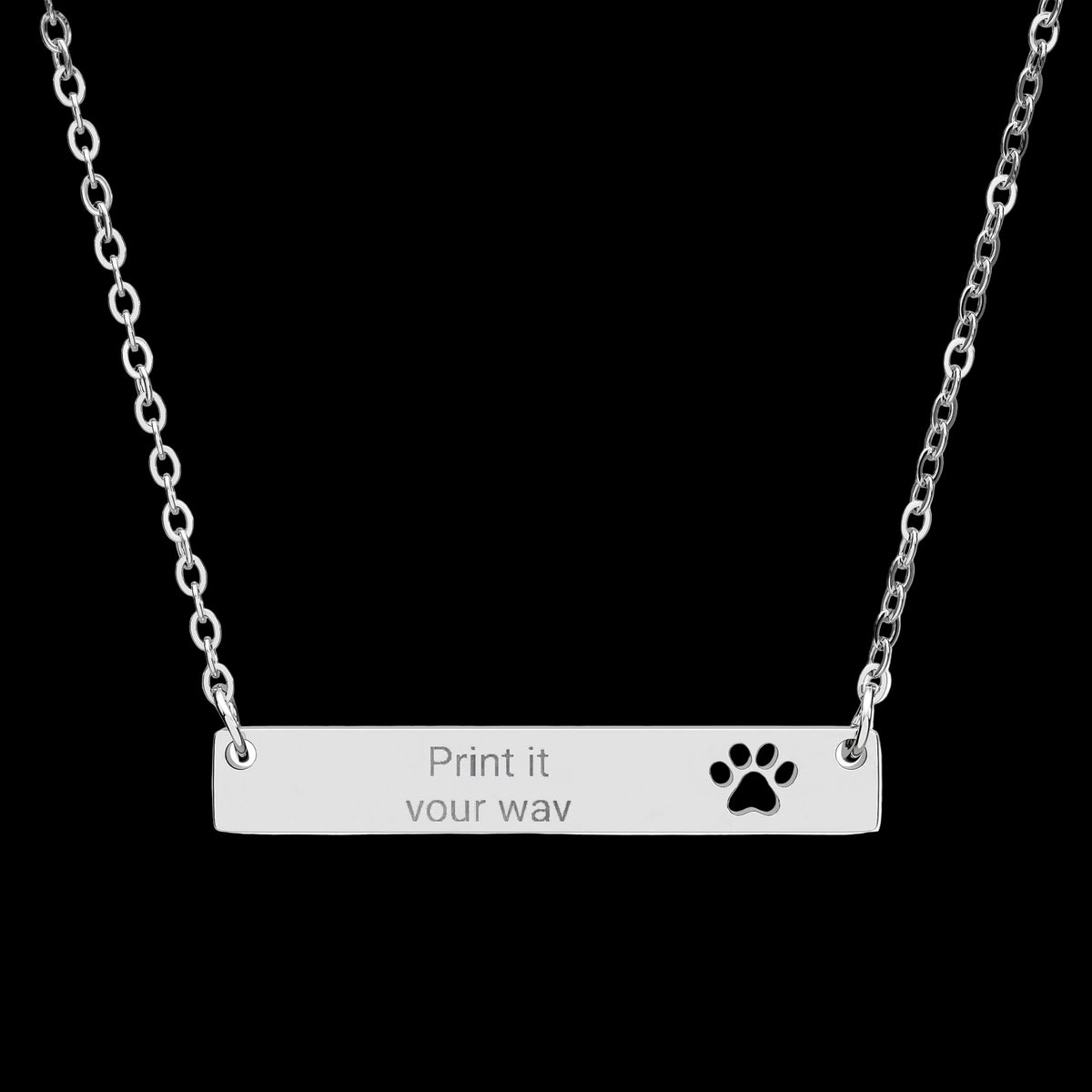 Cutout Paw Bar Necklace (Engraving) - AetherLux.Shop